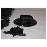 Vintage Cast Iron Toy Queen Stove with Miniature Cookware Set