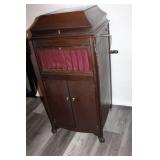 Antique Silvertone Victrola Style Cabinet Phonograph with Record Storage