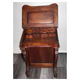 Antique Wooden Writing Desk with Multiple Drawers