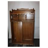 Antique Wooden Hall Tree Stand with Ornate Detailing
