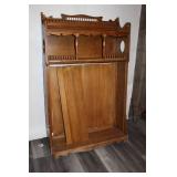 Antique Wooden Hall Tree Stand with Ornate Detailing