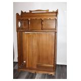 Antique Wooden Hall Tree Stand with Ornate Detailing