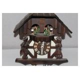 Vintage Black Forest-Style Wooden Cuckoo Clock with Dancing Figures and Pinecone Weights