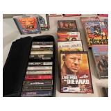 Lot of DVDs, VHS Tapes, Cassette Tapes, and CD Soundtrack Collection