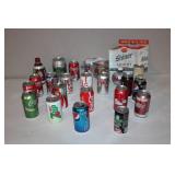 Collection of 22 Vintage Soda and Beer Cans including Coca-Cola, Pepsi, Dr Pepper, Shiner