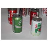 Collection of 22 Vintage Soda and Beer Cans including Coca-Cola, Pepsi, Dr Pepper, Shiner