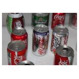 Collection of 22 Vintage Soda and Beer Cans including Coca-Cola, Pepsi, Dr Pepper, Shiner