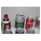 Collection of 22 Vintage Soda and Beer Cans including Coca-Cola, Pepsi, Dr Pepper, Shiner