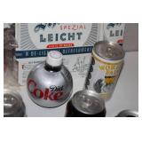 Collection of 22 Vintage Soda and Beer Cans including Coca-Cola, Pepsi, Dr Pepper, Shiner