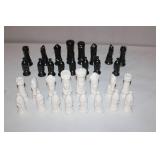 Vintage Black and White Ceramic Chess Pieces Set