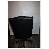Black Tufted Leather Executive Office Chair with Wood Base