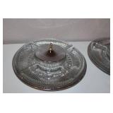 Set of 2 Crystal Divided Serving Trays with Metal Lids and Center Handles
