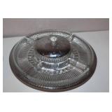 Set of 2 Crystal Divided Serving Trays with Metal Lids and Center Handles