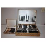 Stainless Steel Flatware Set with Black Handles in Presentation Cases