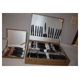 Stainless Steel Flatware Set with Black Handles in Presentation Cases