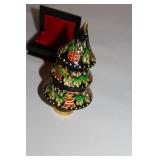 Holiday Trinket Boxes and Decor Set with Christmas Tree and Santa Figurine