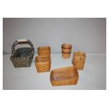 Collection of 6 Woven Baskets Assorted Styles and Sizes