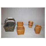 Collection of 6 Woven Baskets Assorted Styles and Sizes