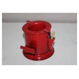 Vintage Red Metal Desktop Organizer with Compartments