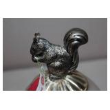 Metal and Glass Squirrel-Themed Nut Dispenser
