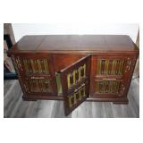 Vintage Montgomery Ward Airline Stereo Console with Turntable and 8-Track Player