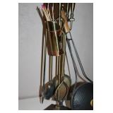 Brass Fireplace Tool Set with Stand, Matches, and Bed Warmer