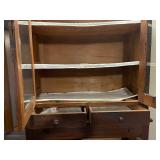 Antique Wooden China Cabinet Hutch with Glass Doors and Drawers