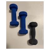Set of 3 Dumbbells - 2 Reebok 3lb and 1 2lb Hand Weight