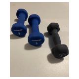 Set of 3 Dumbbells - 2 Reebok 3lb and 1 2lb Hand Weight