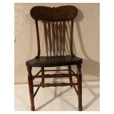 Antique Wooden Spindle Back Chair with Decorative Crest Rail