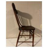 Antique Wooden Spindle Back Chair with Decorative Crest Rail