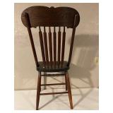 Antique Wooden Spindle Back Chair with Decorative Crest Rail