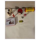 Vintage Collectibles Lot with Beemans Gum, Ladybug Bank, Santa PEZ, and Toys
