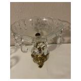 Crystal Compote Dish with Brass Base and 10 Textured Glass Tumblers