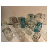 Collection of 15 Vintage Glass Canning Jars Wire Top Varieties