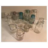 Collection of 15 Vintage Glass Canning Jars Wire Top Varieties