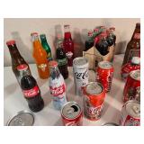 Collection of Coca-Cola, Soda, and Beer Bottles and Cans - Vintage and Modern