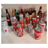 Collection of Coca-Cola, Soda, and Beer Bottles and Cans - Vintage and Modern