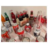 Collection of Coca-Cola, Soda, and Beer Bottles and Cans - Vintage and Modern