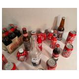 Collection of Coca-Cola, Soda, and Beer Bottles and Cans - Vintage and Modern