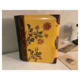 Antique Photo Album with Victorian Photographs and Vintage Desk Lamp