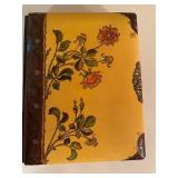 Antique Photo Album with Victorian Photographs and Vintage Desk Lamp