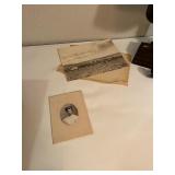 Antique Photo Album with Victorian Photographs and Vintage Desk Lamp