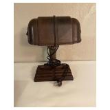 Antique Photo Album with Victorian Photographs and Vintage Desk Lamp