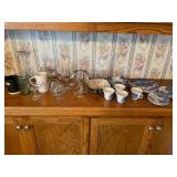 Assorted Drinkware and Blue & White Shakespeare Country Dishware Set