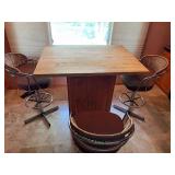 Kitchen Island Table with Storage and 3 Swivel Bar Stools