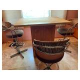 Kitchen Island Table with Storage and 3 Swivel Bar Stools