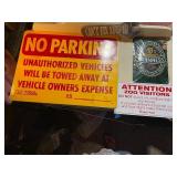 Collection of 4 Metal Signs Including No Parking, Zoo Warning, Guinness, and Can
