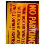 Collection of 4 Metal Signs Including No Parking, Zoo Warning, Guinness, and Can