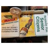 Collection of Vintage and Novelty Metal Signs with Texas Thermometer